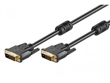 Kabel DVI-D(M) - DVI-D(M), dual link, s ferity, 10m, zlacené konektory
