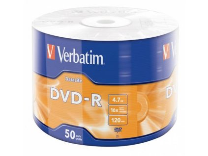 VERBATIM DVD-R DataLife 4,7GB, 16x, wrap 50 ks
