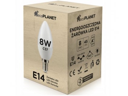 LED žárovka E14 svíčka 8W 700lm - neutrální bílá