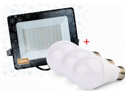 LED reflektor IVO-2 100W - neutrální bílá + 3x LED žárovka ZDARMA!