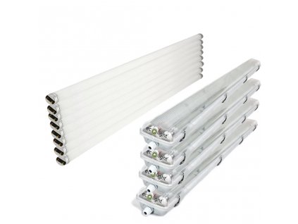 4x Svítidlo + 8x LED trubice - G13 - 120cm - 18W - 1800lm neutrální bílá - SADA