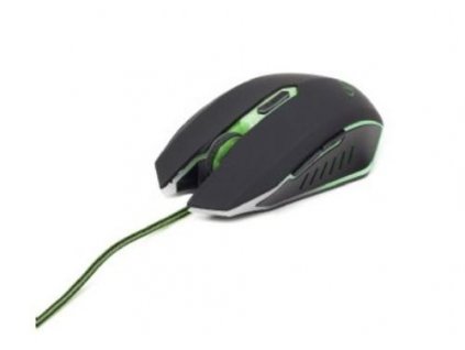 GEMBIRD myš MUSG-001-G Gaming optical 2400DPI , USB opletený kabel, černo-zelená