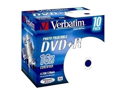 VERBATIM DVD+R AZO 4,7GB, 16x, printable, jewel case 10 ks