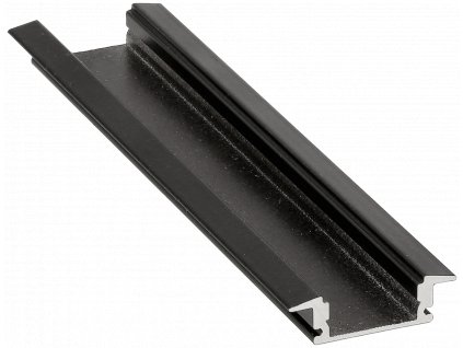 Zapuštěný profil BRG-23 SLIM pro LED pásky černý 2m + průhledný kryt + držák + koncovky
