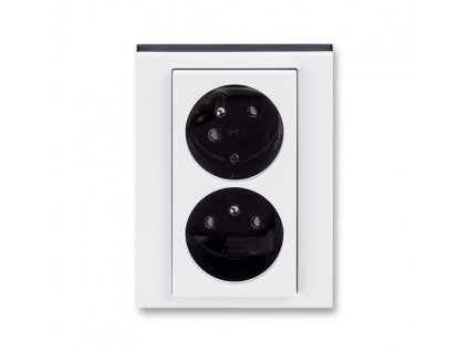 ABB LEVIT Dvojzásuvka 5513H-C02357 62 s clonkami, s natočenou dutinou, IP40, bílá/kouřová černá