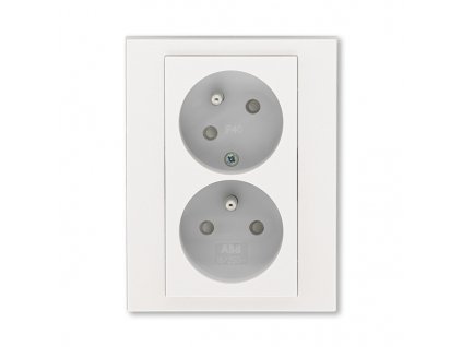 ABB LEVIT Dvojzásuvka 5513H-C02357 68 s clonkami, s natočenou dutinou, IP40, perleťová/ledová bílá