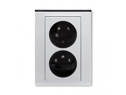 ABB LEVIT Dvojzásuvka 5513H-C02357 70 s clonkami, s natočenou dutinou, IP40, titanová/kouřová černá