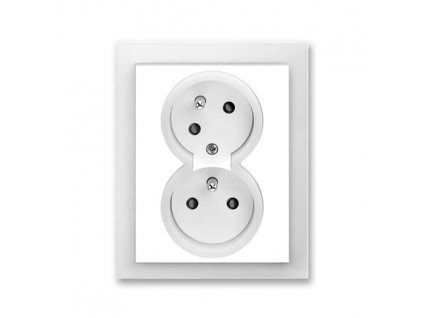 ABB NEO Dvojzásuvka 5513M-C02357 01 s clonkami, s natočenou dutinou, IP40, bílá/ledová bílá