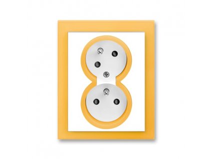 ABB NEO Dvojzásuvka 5513M-C02357 43 s clonkami, s natočenou dutinou, IP40, bílá/ledová oranžová