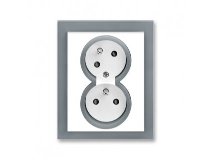 ABB NEO Dvojzásuvka 5513M-C02357 44 s clonkami, s natočenou dutinou, IP40, bílá/ledová šedá