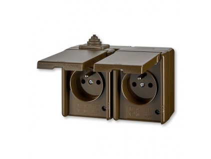 ABB PRAKTIK Dvojzásuvka 5518-2029 H , IP44, hnědá