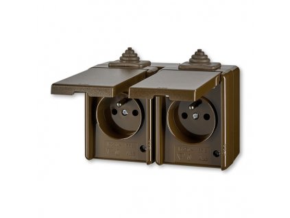 ABB PRAKTIK Dvojzásuvka 5518-2069 H pro průběžnou montáž, IP44, hnědá