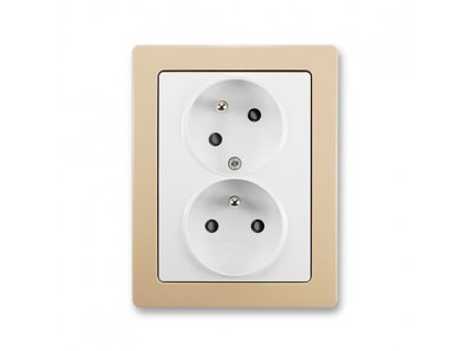 ABB SWING Dvojzásuvka 5513J-C02357 B1C3 s clonkami, s natočenou dutinou, jasně bílá/mocca