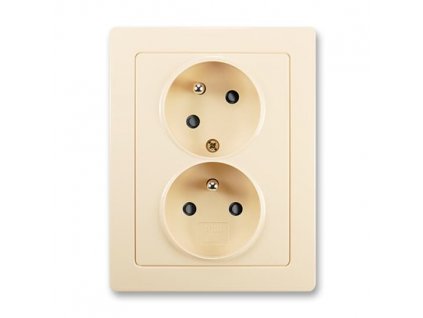 ABB SWING Dvojzásuvka 5513J-C02357 C1 s clonkami, s natočenou dutinou, krémová