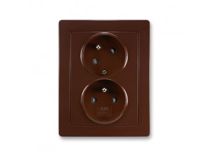ABB SWING Dvojzásuvka 5513J-C02357 H1 s clonkami, s natočenou dutinou, hnědá