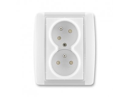 ABB ELEMENT Dvojzásuvka 5513E-C02357 01 chráněná s clonkami, bezšroubová, bílá/ledová bílá