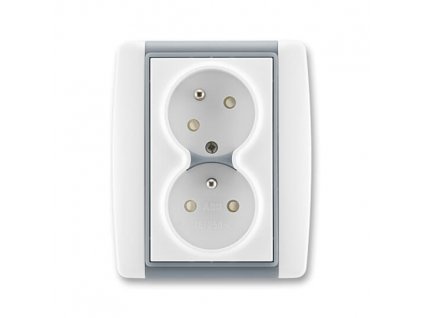 ABB ELEMENT Dvojzásuvka 5513E-C02357 04c hráněná s clonkami, bezšroubová, bílá/ledová šedá