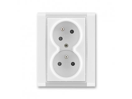 ABB TIME Dvojzásuvka 5513F-C02357 01, s clonkami, bezšroubová, bílá/ledová bílá