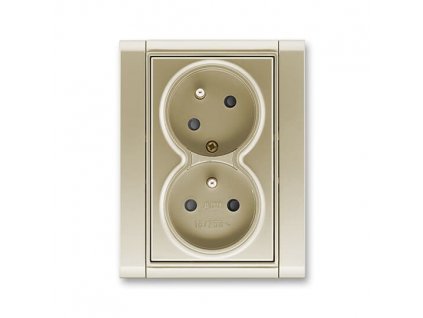 ABB TIME Dvojzásuvka 5513F-C02357 33, s clonkami,bezšroubová, šampaňská