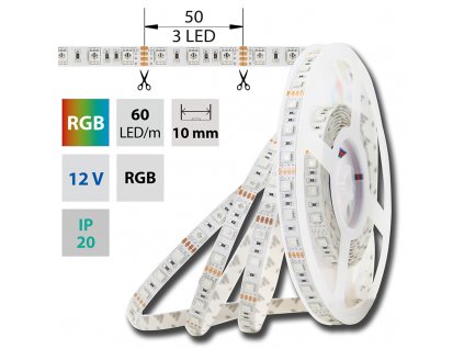 MCLED Pásek LED SMD5050 RGB, 60LED/m, 14,4W/m, DC12V, 560lm/m, IP20, 10mm, 5m