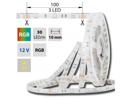 MCLED Pásek LED SMD5050 RGB, 30LED/m, 7,2W/m, DC12V, 248lm/m, IP54, 10mm, 5m