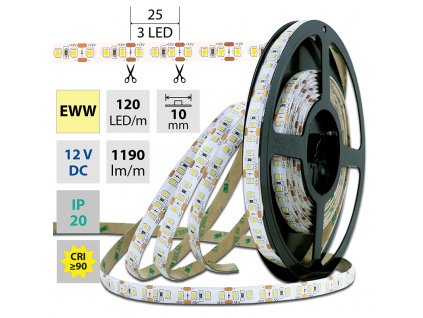 MCLED Pásek LED SMD2835 WW, 120LED/m, 14W/m, 1190lm/m, IP20, DC 12V, 10mm, 5m