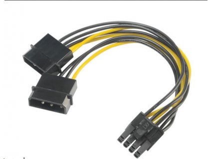 AKASA adaptér 4 pin Molex na 6+2pin PCIe, 15 cm