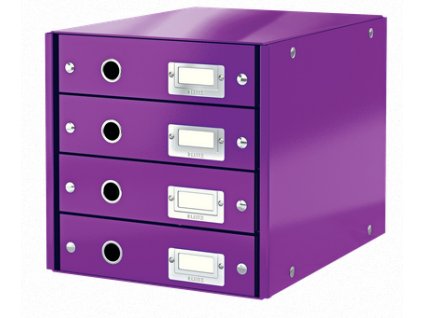 LEITZ Zásuvkový box Click&Store, 4 zásuvky, purpurová