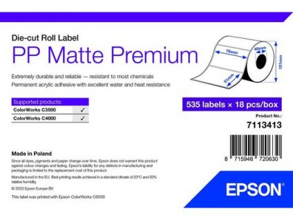 PP Matte Label Premium, 76mm x 51mm, 535 Labels