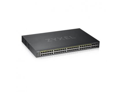Zyxel GS1920-48HPv2, 50 Port Smart Managed PoE Switch 44x Gigabit Copper PoE and 4x Gigabit dual pers., hybrid mode, standalone