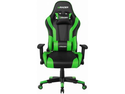 Herní židle MRacer koženka, černo-zelená