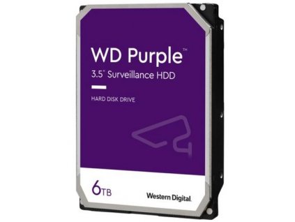 WDC WD64PURZ hdd 6TB SATA3-6Gbps 5400rpm 256MB CMR (řada PURPLE sledovací systémy a kamery) 180MB/s