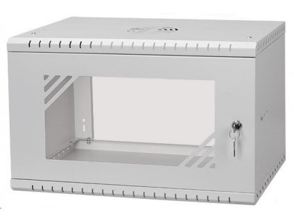 LEXI-Net 19" nástěnný rozvaděč Basic 6U, šířka 520mm, hloubka 450mm, skleněné dveře, bez zad, rozložený, šedý