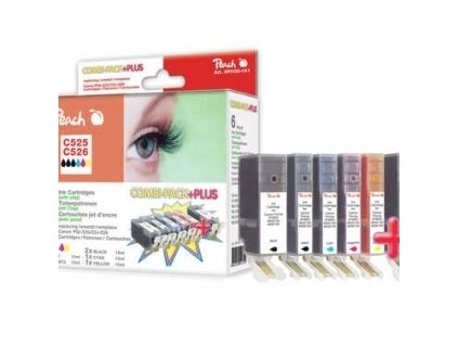 PEACH kompatibilní cartridge Canon PGI-525/CLI-526 MultiPack Plus, 3xBlack,Cyan,Magenta,Yellow, 2x19ml, 4x10ml