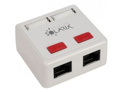 Zásuvka Solarix SX288-5E-STP-WH CAT5E STP 2 x RJ45 na omítku bílá