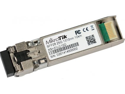 SFP modul Mikrotik XS+31LC10D SFP/SFP+/SFP28, optický modul, SM, 10km, 1/10/25G, 1310nm