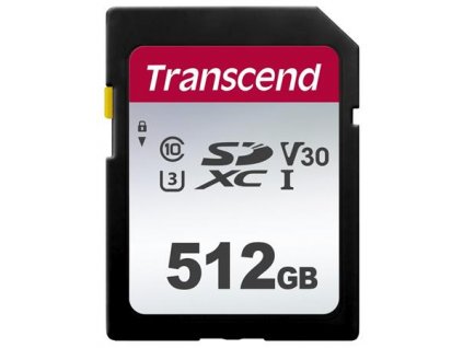 Transcend 512GB SDXC 300S (Class 10) UHS-I U3 V30 paměťová karta, 100 MB/s R, 85 MB/s W