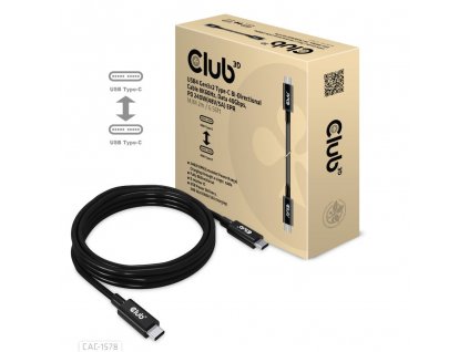 Club3D Kabel USB4 Gen3x2 Type-C Oboustranný kabel 8K60Hz, Data 40 Gbps, PD 240W(48V/5A) EPR M/M 2m