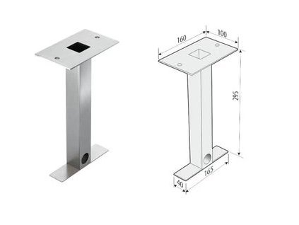 MCJ Zahradní montážní sloupek 160 x 100 mm, nerez