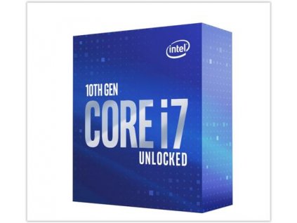 INTEL cpu CORE i7-10700K socket1200 Comet Lake BOX 125W 10.generace (bez chladiče, 3.8GHz turbo 5.1GHz, 8x jádro, 16x vlákno, 16MB cache, pro DDR4 do 2933, grafika UHD 630), virtualizace