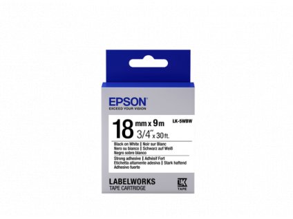 Epson Label Cartridge LK-5WBW, Black/White 18mm