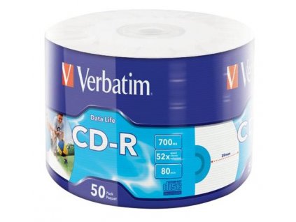 VERBATIM CD-R 700MB, 52x, printable, wrap 50 ks