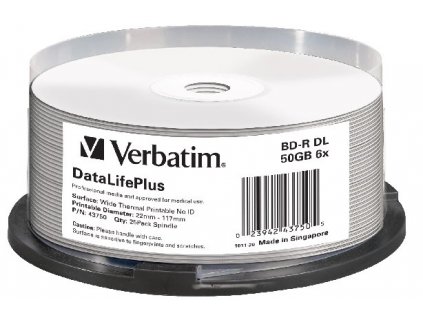 VERBATIM BD-R DL DataLifePlus 50GB, 6x, printable, spindle 25 ks