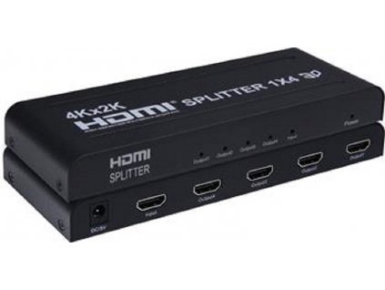 PremiumCord HDMI splitter 1-4 porty, kovové pouzdro, 4K, FULL HD, 3D