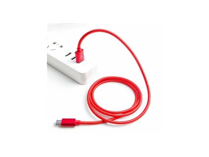 Crono kabel USB 2.0/ USB A samec - microUSB samec, 1,0m, červený premium