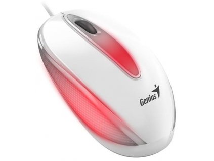 Genius DX-Mini / Myš, drátová, optická, 1000DPI, 3 tlačítka, USB, RGB LED, bílá