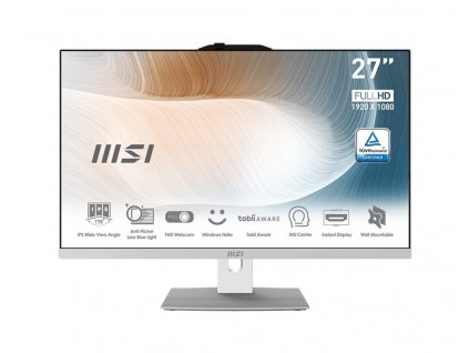 MSI AIO Modern AM272P 12M-470XEU, Intel Core i7-1260P, Chipset SoC, 27" LCD, 1x SODIMM DDR4, 512GB SSD, WI-FI, bílá W11P