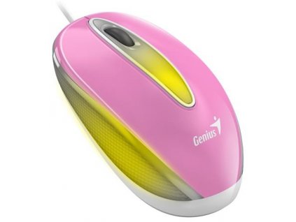 Genius DX-Mini / Myš, drátová, optická, 1000DPI, 3 tlačítka, USB, RGB LED, růžová