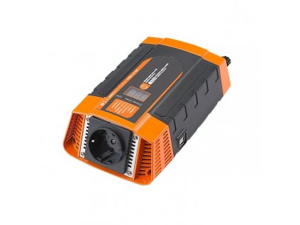 Napěťový měnič Carspa PID400-12, 12V/230V+USB 400W, modifikovaná sinus, digitální display, vhodný do auta