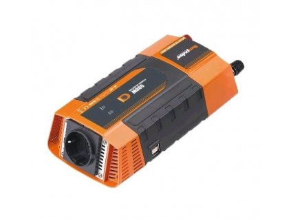 Napěťový měnič Carspa PID600-12, 12V/230V+2xUSB 600W, modifikovaná sinus, digitální display, vhodný do auta